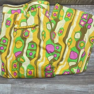 Loudmouth Golf Men 36 Psychedelic Retro Floral Geometric Yellow Pants Inseam 28"